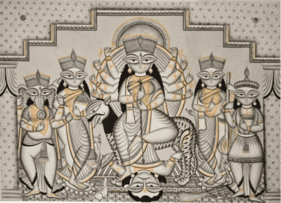 Indian folklore about Durga maa in Pattachitra Painting famous from Bengal